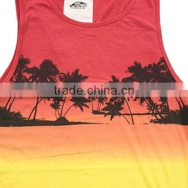100 cotton cheap wholesale printed sleeveless tank tops in bulk