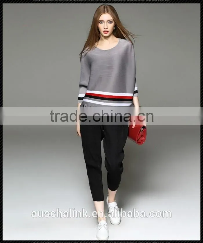 2016 summer loose oversized colorful combination striped t-shirt