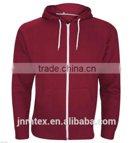 Mens Boys Plain American Fleece Zip Up Hoodie Sweatshirt