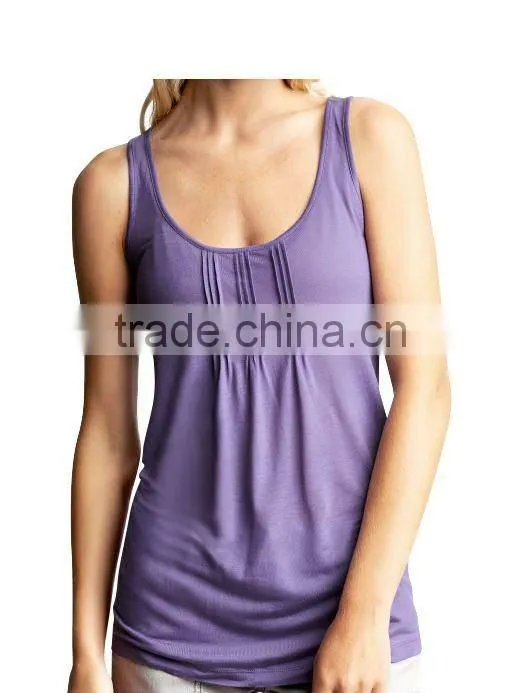 WOMEN'S PINTUCK DESIGN TANK TOP