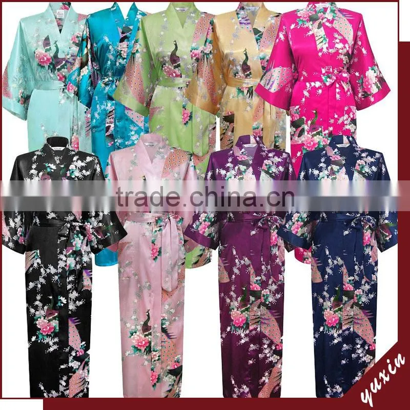 2015 Hot sale women long kimono robe ,women robe sleepwear nightgown