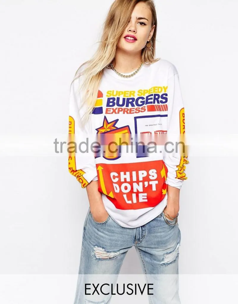 Fats Food Long Sleeve T-Shirt With Chips Don't Lie Print China supplier