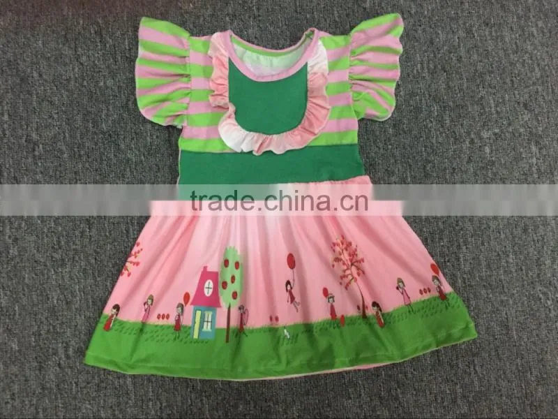 Baby girls icing flutter sleeves ruffle shirts Boutique girls dress Princess dresses for little girls