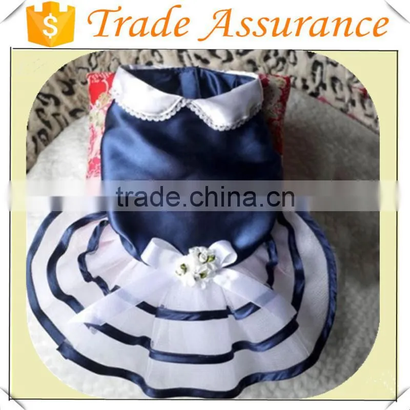 New blue Pet Dog Navy Dress Puppy Dog Cute Dress Costume Chihuahua Clothes