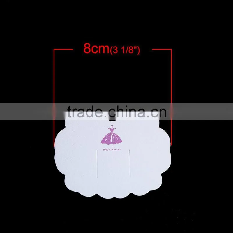 Paper Jewelry Display Card Cloud White Skirt Pattern 8cm(3 1/8") x 7cm(2 6/8"), 1 Piece