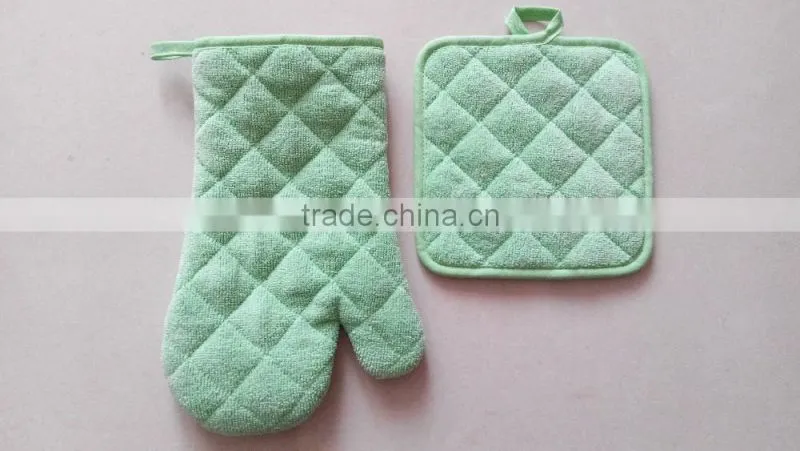 2pcs kitchen set in pure color plain color oven mitt and pot holder