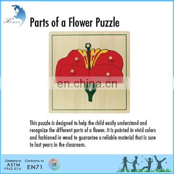 Interesting Educational Flower puzzle game material montessori wooden puzzles