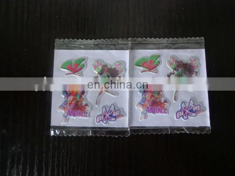 Fashion design promotional colorful lovely cartoon small puffy stickers