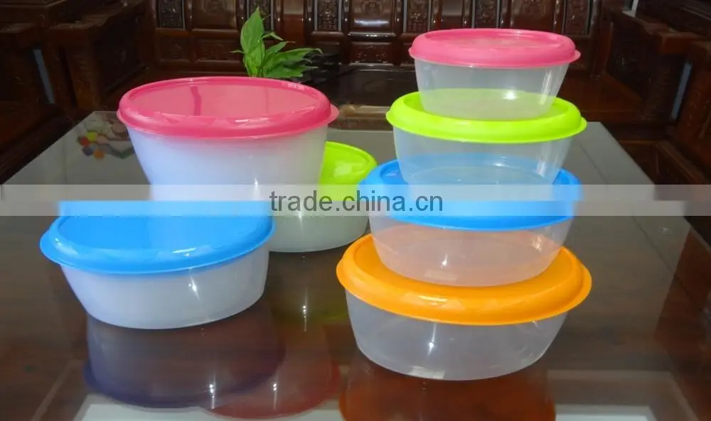 Popular 4 pcs set oval plastic food storage container