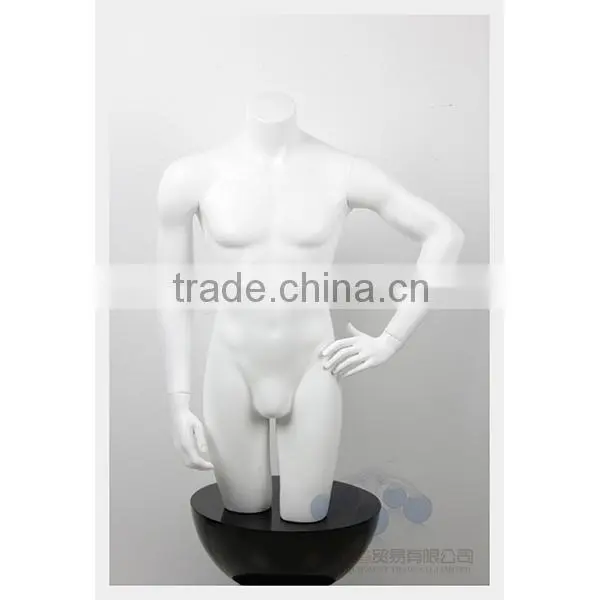 Half-body matte white male torso mannequin
