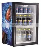 ETL, CE, RoHS,SAA certificated Single glass door mini refrigerator showcase,display cooler