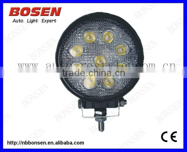 10-30V input for tractor mining SUV heavy duty 27W square shape LED work light