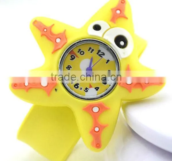 cute starfish slap watch glass face quartz movt silicone strap fancy lady watches for wholesale