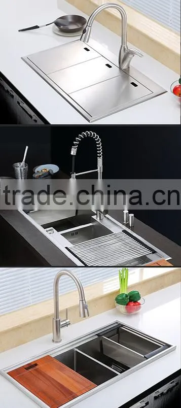 Customizable Double Bowl Kitchen Undermount Corner Sinks Stainless Steel Sink Wholesale With Drainboard