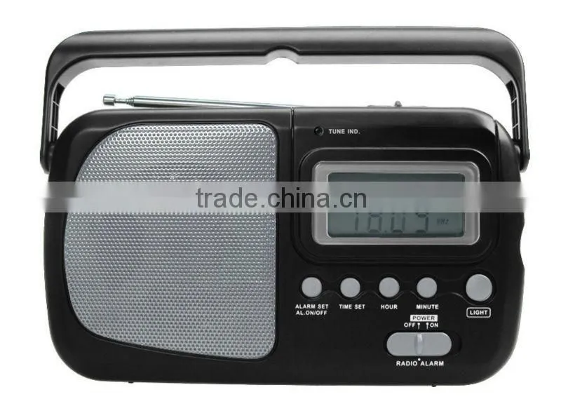 Easy carrying radio with big LCD clock