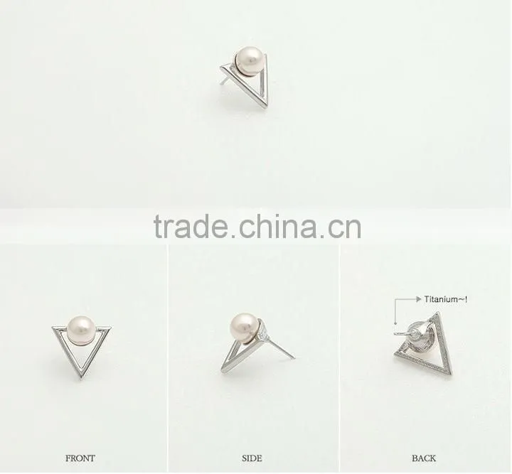 Pearl Stud Earrings Triangle Stud Earrings Stainless Steel Stud Earrings