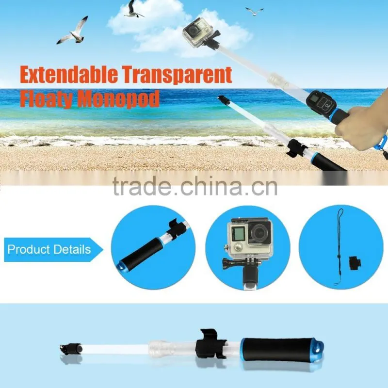 Gopro accessories Transparent monopod Extension Float Pole 60cm for GoPro Hero 4 hero 2 /3/ 3+/SJ4000/SJ5000