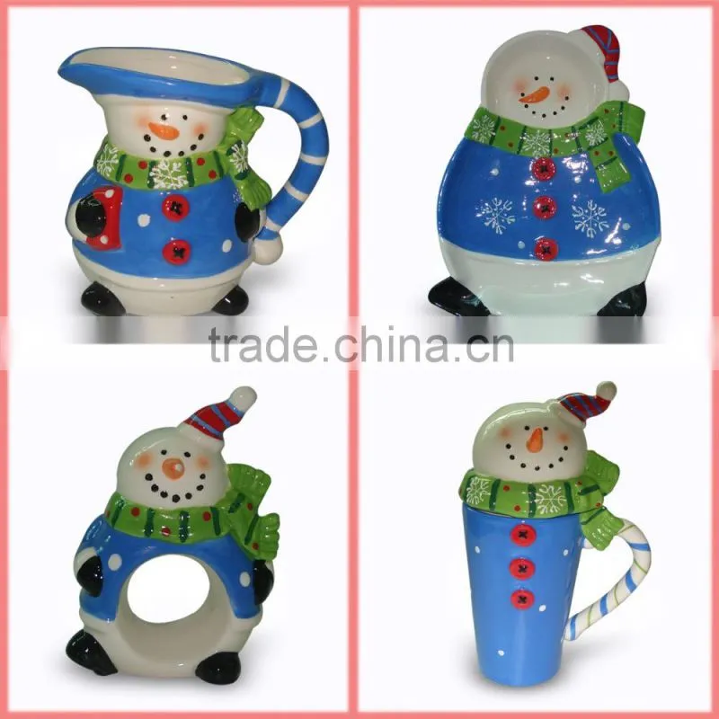 Christmas ceramic snowman spoon rest decal