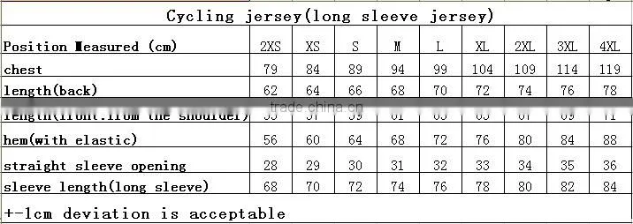 Sublimation high quality long sleeve cycling shirt