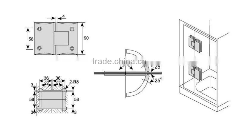 304 stainless steel casting glass door clamp
