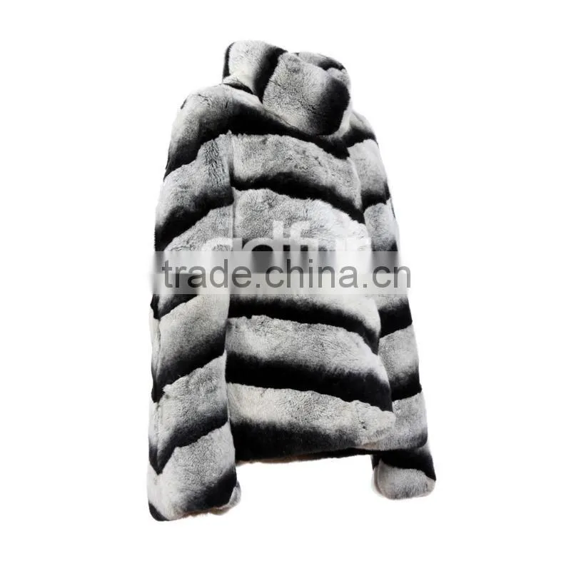 QD30350 Latest Real Fur Winter Russian Girls Fashion Chinchilla Rex Rabbit Coat Ladies Western Plus Size Rabbit Coat