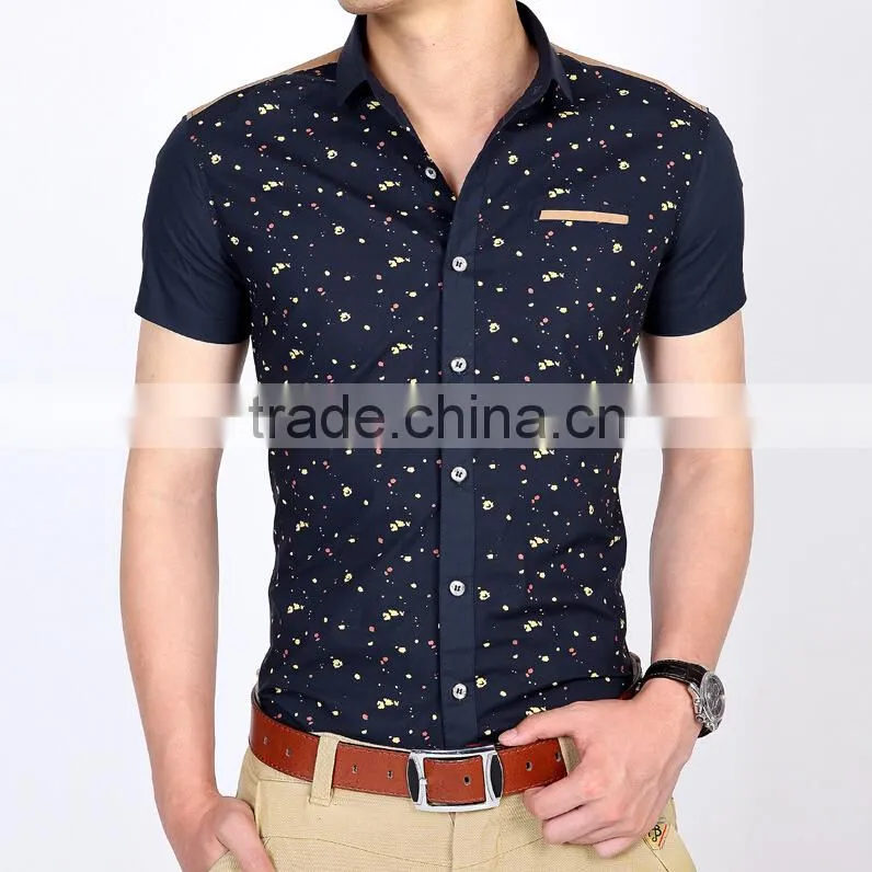 2015 Summer Newest White Short Sleeve Men Fashion Shirt