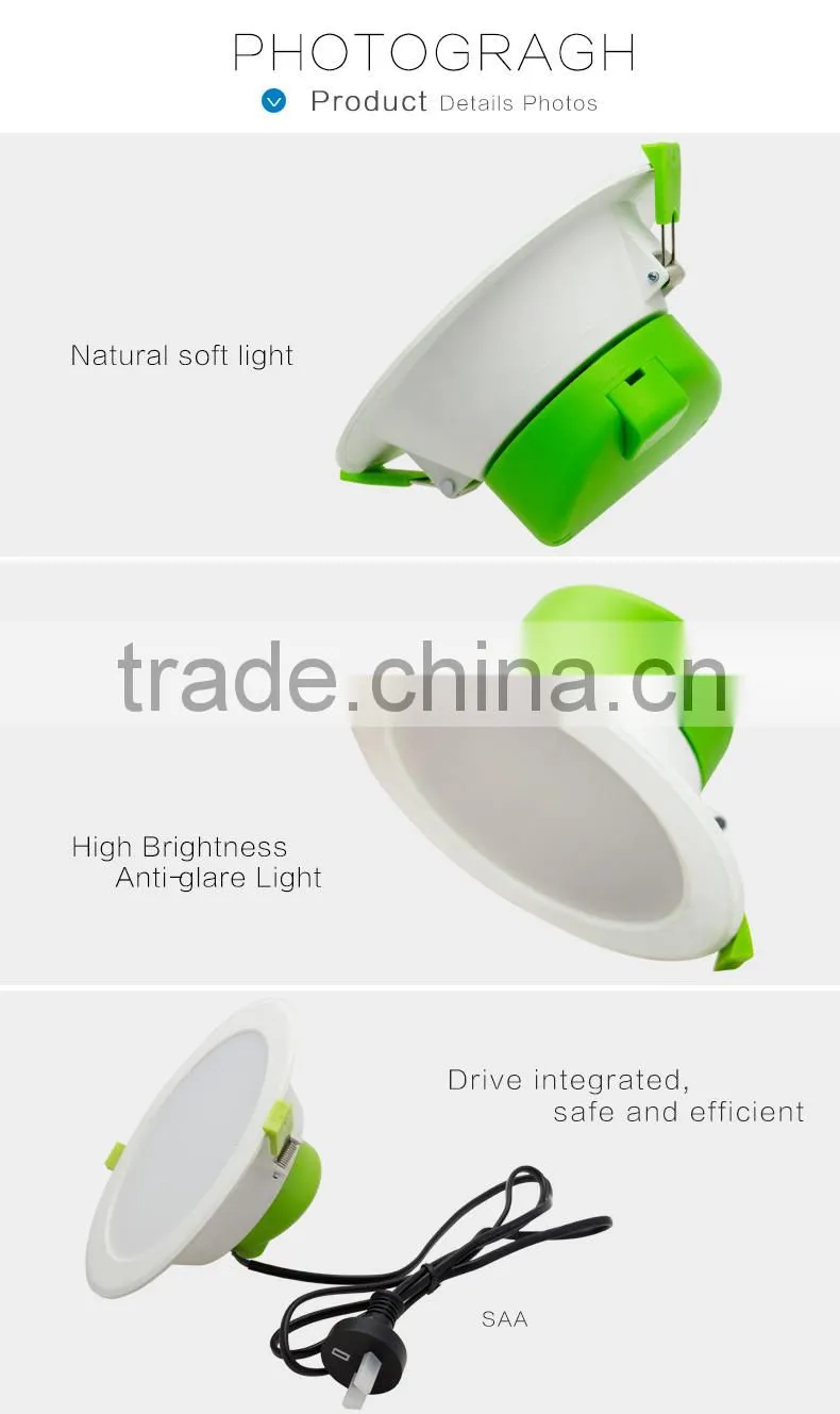 Highly Reliable 105mm Cutout Built-in Driver SAA 13W 15W Integrated Dimmable LED Downlight