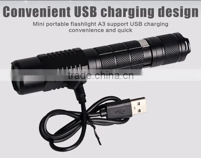 SupFire USB Two switch flashlight A3