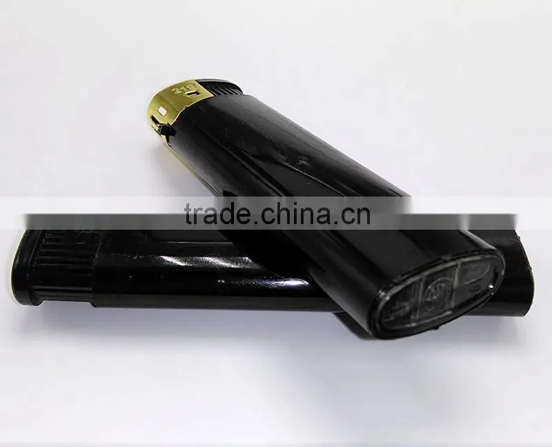 Big black disposable fancy lighter with golden safety cap
