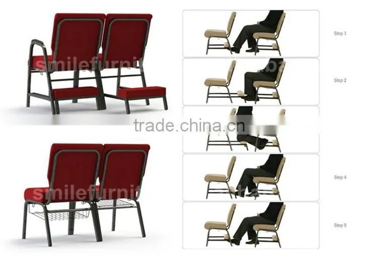 Wholesale price stackable and connecting church chair with high duty frame