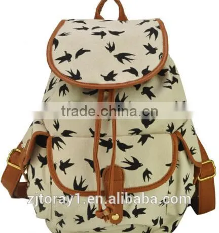 New style drawstring backpack shoulder school bag for girls