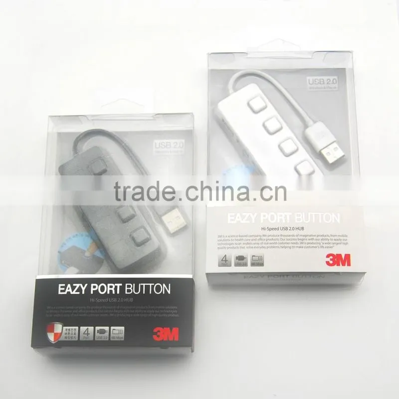 Factory Price USB 3.0 Hub 4 Ports Speed 5Gbps for PC laptop with on/off switch WHITE