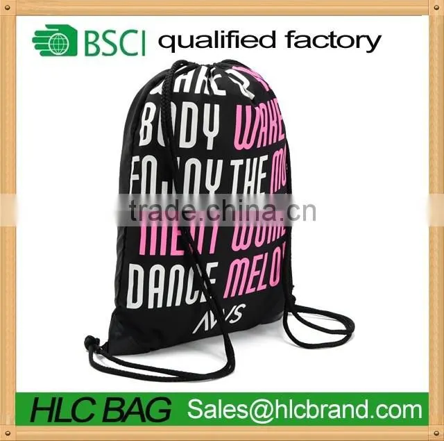 Calico polyester customiezed sport/GYM/daily drawstring backpack bag