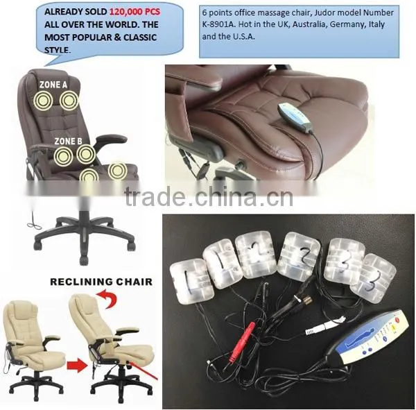 SAA ROHS CE certified Stylish 6 point massage chair leather office chair with armrest K-8901A-6