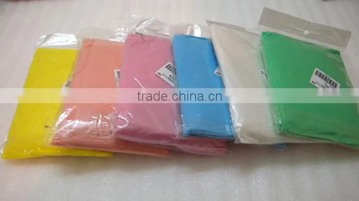 foldable PE Raincoat with hood drawcord