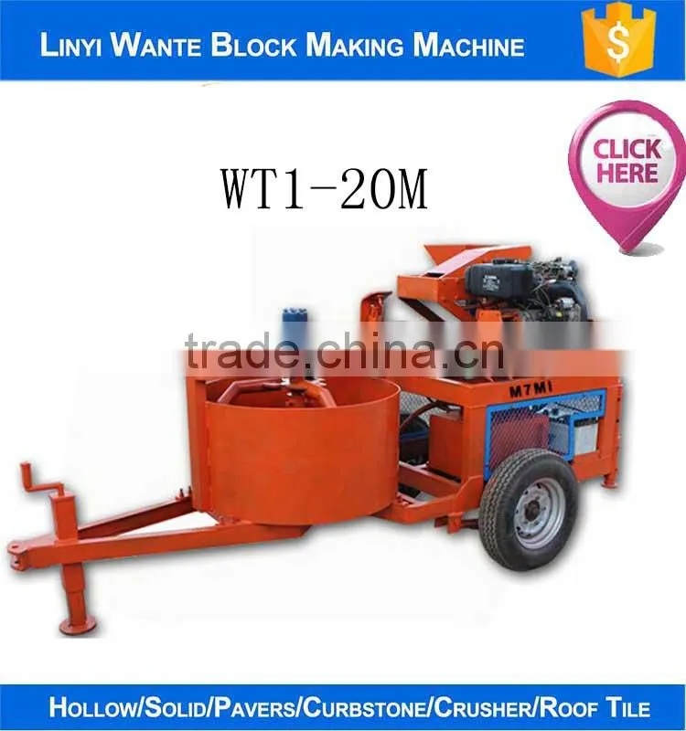 WT2-20M diesel interlocking block machine 2pcs/mould