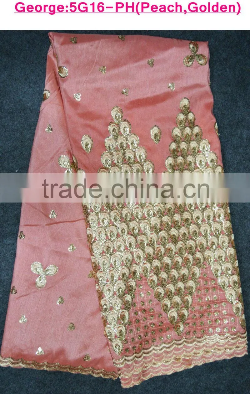 bule and silver metallic george lace fabric