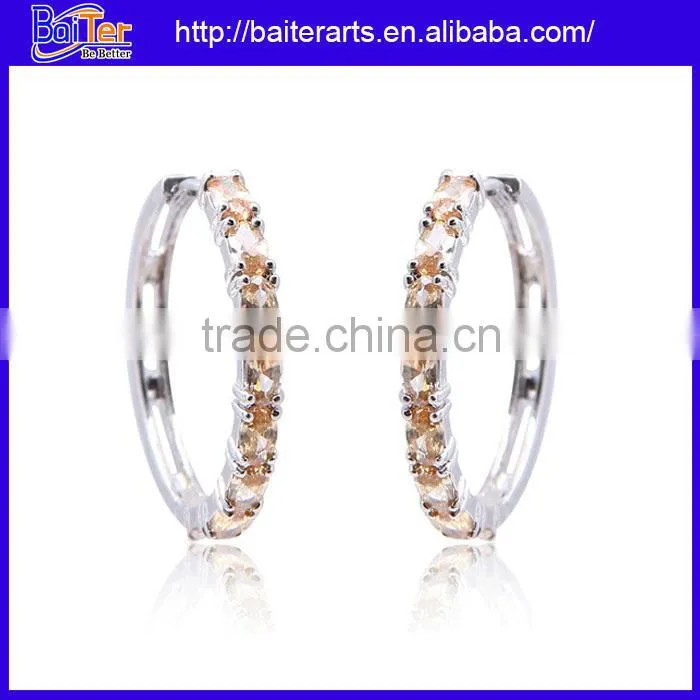 Fashion created gemstone 925 sterling silver blue fire opal stud earring