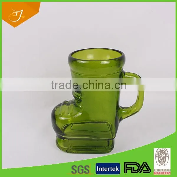 Colorful Santa's Boot Shape Glass Beer Mug,High Quality glass handle beer glass mug