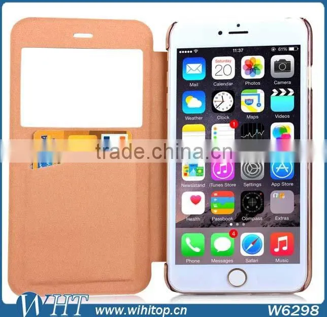 Flip PU Leather Case with Window for iPhone 6 Plus 5.5", Window View Smart Case for iPhone 6 Plus