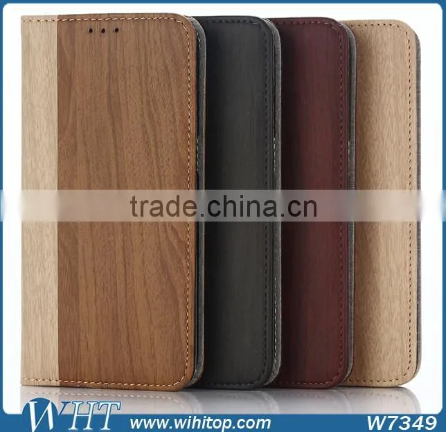 Wooden Wallet Leather Case for Samsung Galaxy S7, for S7 Case