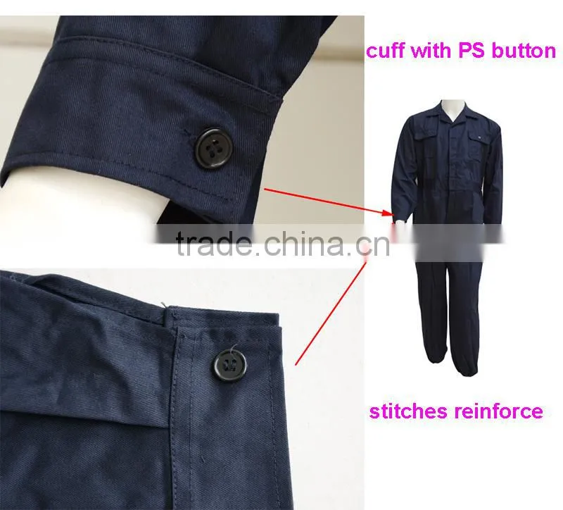 Polyester & 35% Cotton 220gsm Fabric Twill Industrial Fireproof Safety Uniforms Workwear for Mechanic Mens