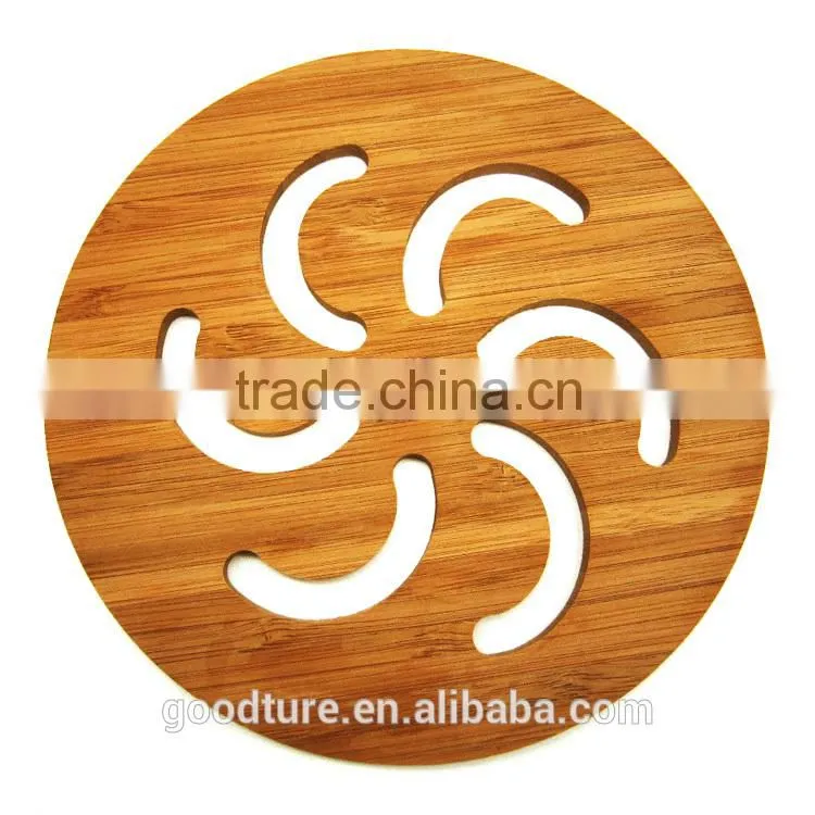 Round Flower Skeleton Bamboo Placemat Table Mat Coaster