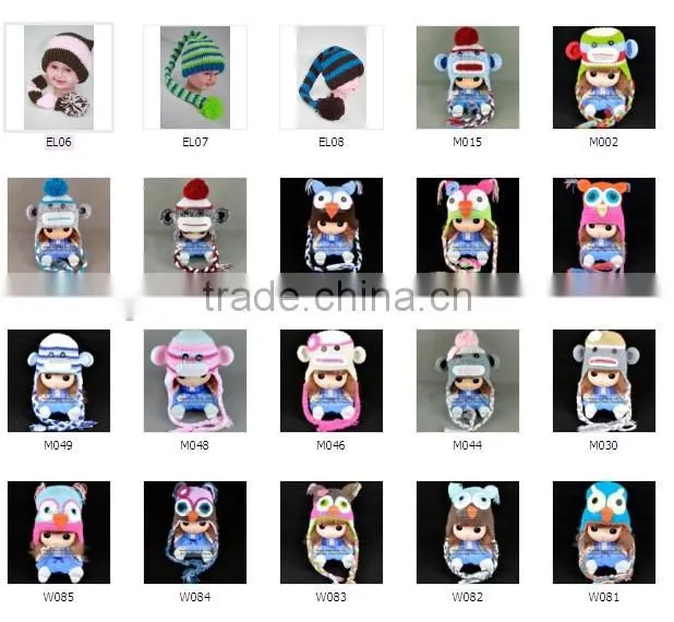 cute baby crochet beanie animal ears monkey knitted hats