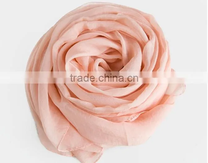 Colourful polyester chiffon long scarf in solid colour