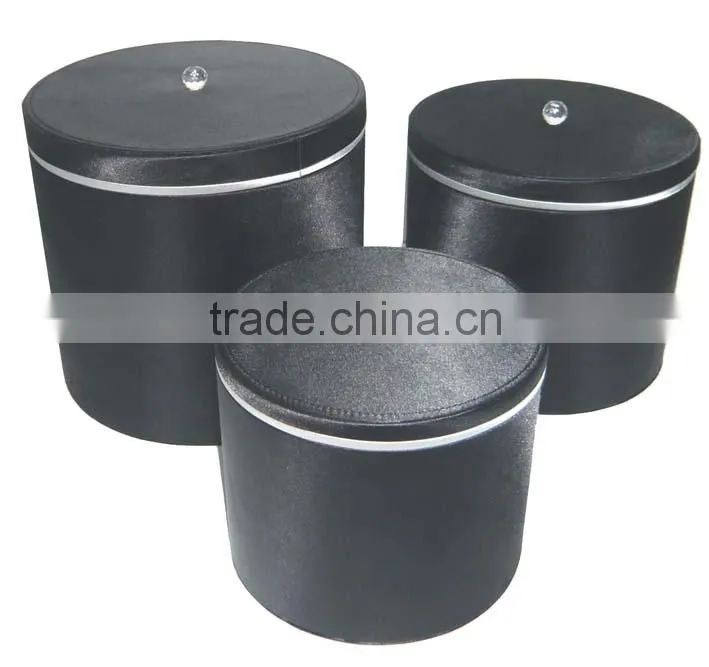 2015 new design Promotional colorful faux leather round storage bins set with lid