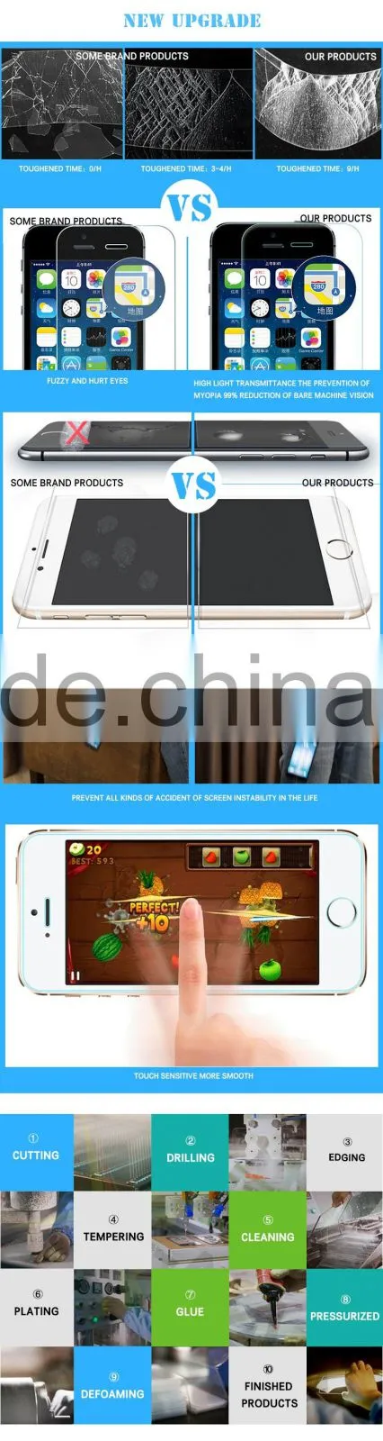 Cell phone tempered glass for iphone 5 5s tempered privacy glass screen