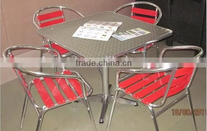 cheap restaurant furniture cast aluminum chair with stainless steel table YC001 YT2
