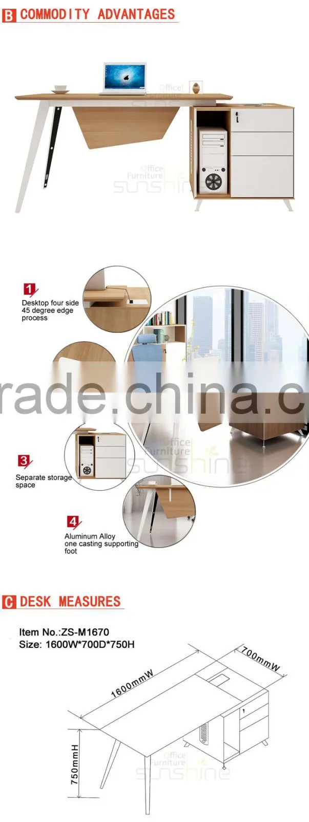 Office Furniture Office Desk Modern Executive Desk Office Table Design ZS-M1670
