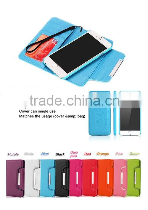 2 in 1 Book Style Manufacturer Wholesale With Screen Portector Leather Mobile Phone Case for iphone 6